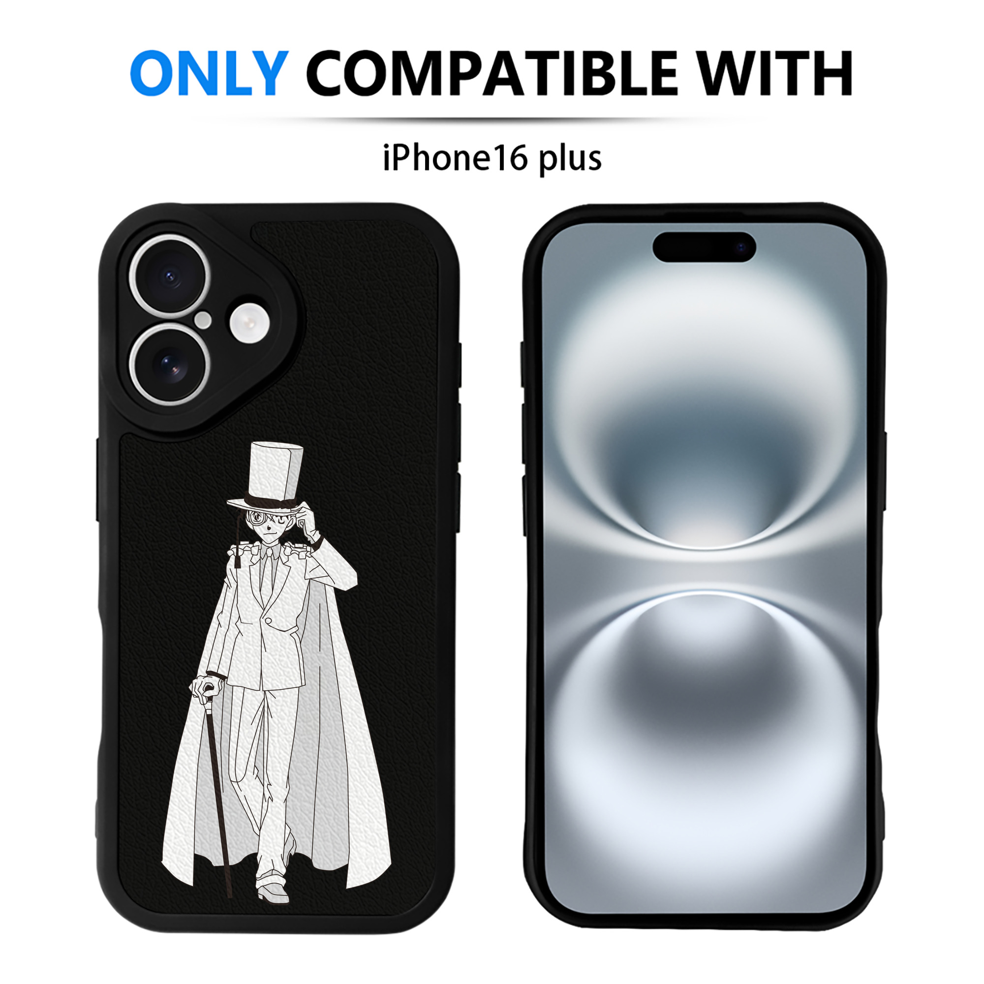 （画像用） 名探偵コナン くろば かいと Detective Conan Kuroba Kaito 【iPhone 16シリーズ対応】シリコンスマホケース（レザー調） 材質：シリコン